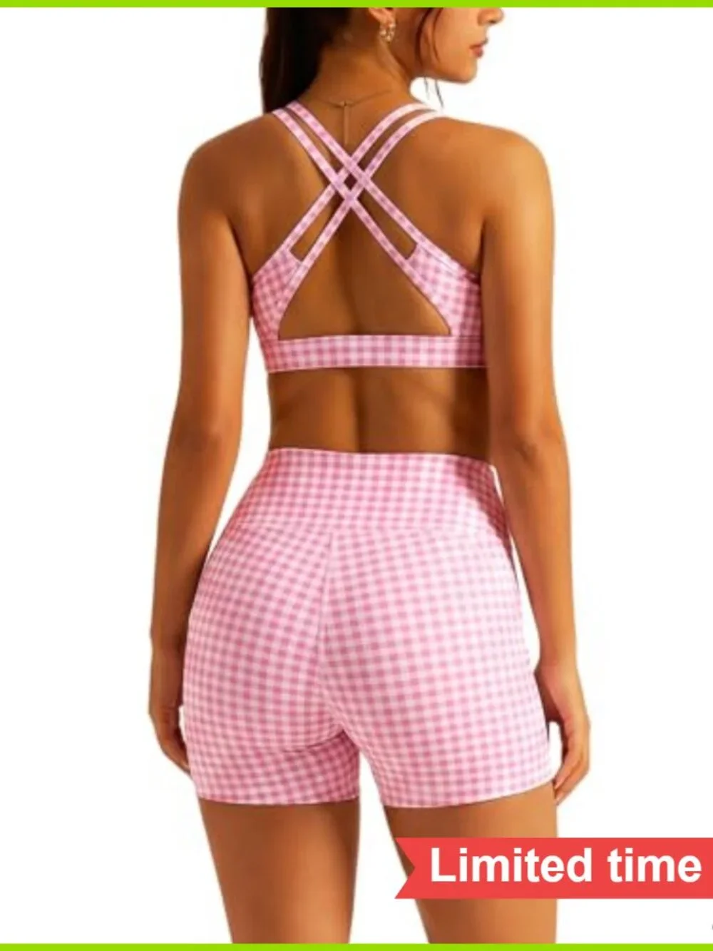 Women 2 Piece Athletic Set Cross Back Yoga Shorts Sleeveless